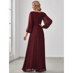 Elegant Chiffon V-Neckline Long Sleeve