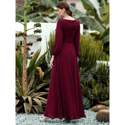 Elegant Chiffon V-Neckline Long Sleeve