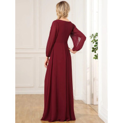 Elegant Chiffon V-Neckline Long Sleeve
