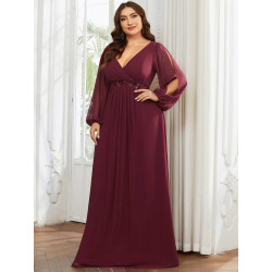 Elegant Chiffon V-Neckline Long Sleeve