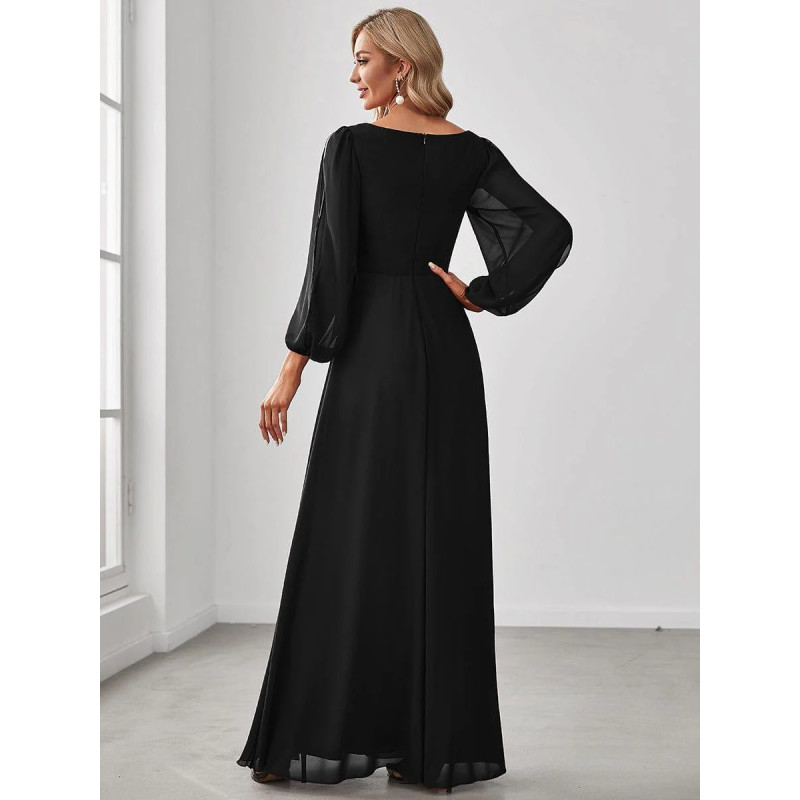 Elegant Chiffon V-Neckline Long Sleeve