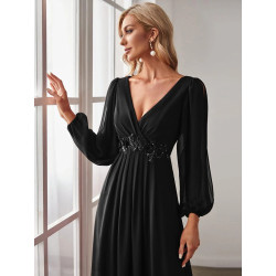 Elegant Chiffon V-Neckline Long Sleeve