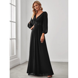 Elegant Chiffon V-Neckline Long Sleeve
