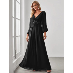 Elegant Chiffon V-Neckline Long Sleeve