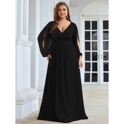 Elegant Chiffon V-Neckline Long Sleeve