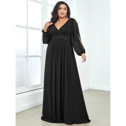 Elegant Chiffon V-Neckline Long Sleeve