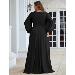 Elegant Chiffon V-Neckline Long Sleeve